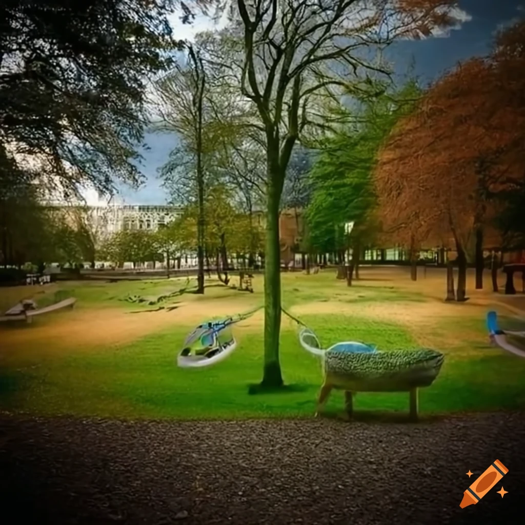 Victoria Park Fossil Grove reimagined in a solarpunk future