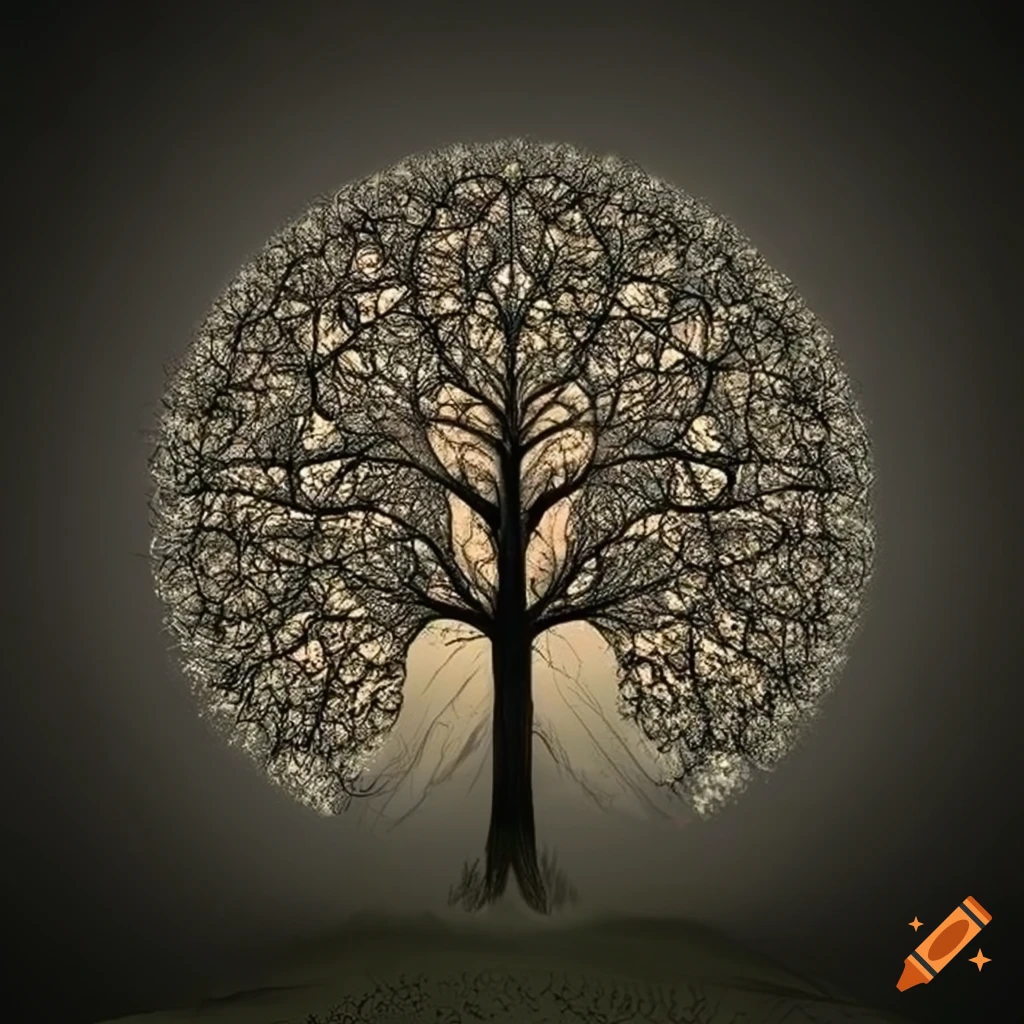 Personalized tree fractal artwork with intricate geometric patterns