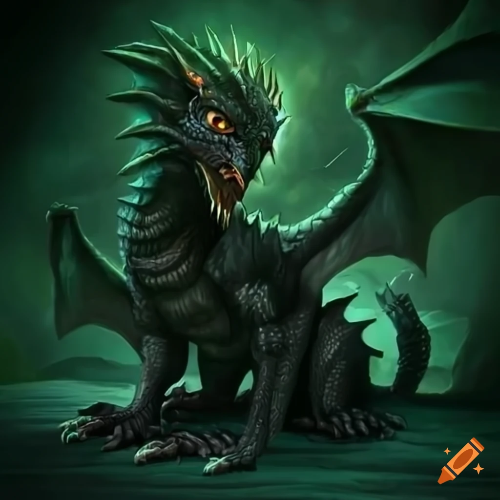 Young Black Dragon In A Green Acidic Cave On Craiyon Young black dragon in a green acidic cave on craiyon