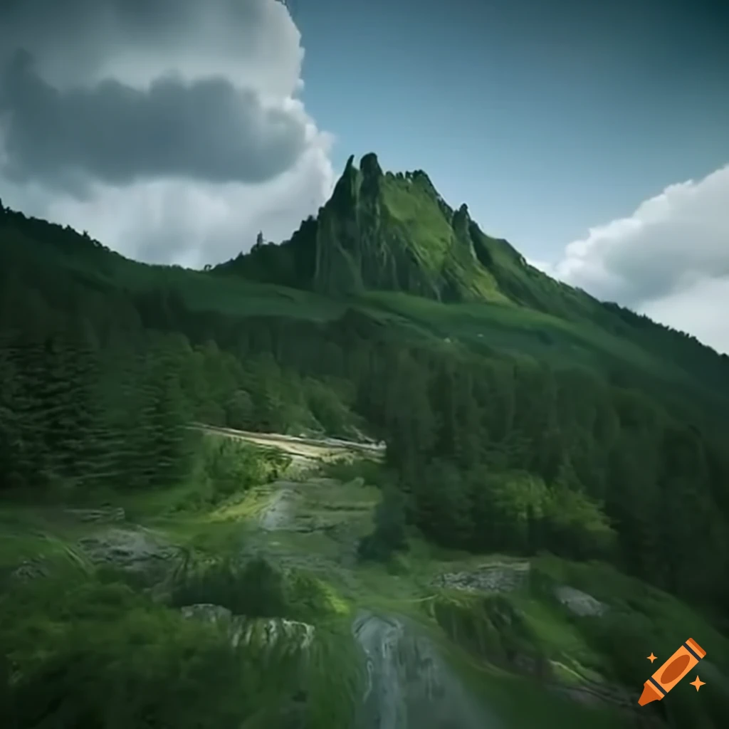 Giant Ghibli-style infrastructure resembling a mountain