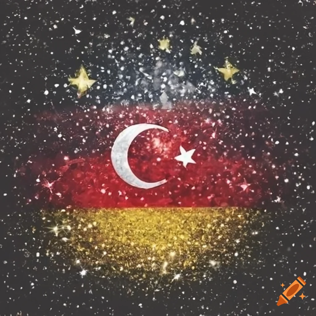 Germany flag with glittery moon and star banner