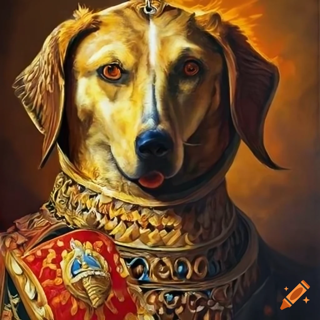 Courageous hound embracing a royal eagle in captivating Russian colors