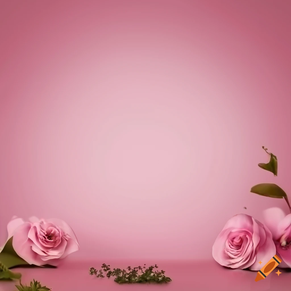 Pink empty product display background with flowers