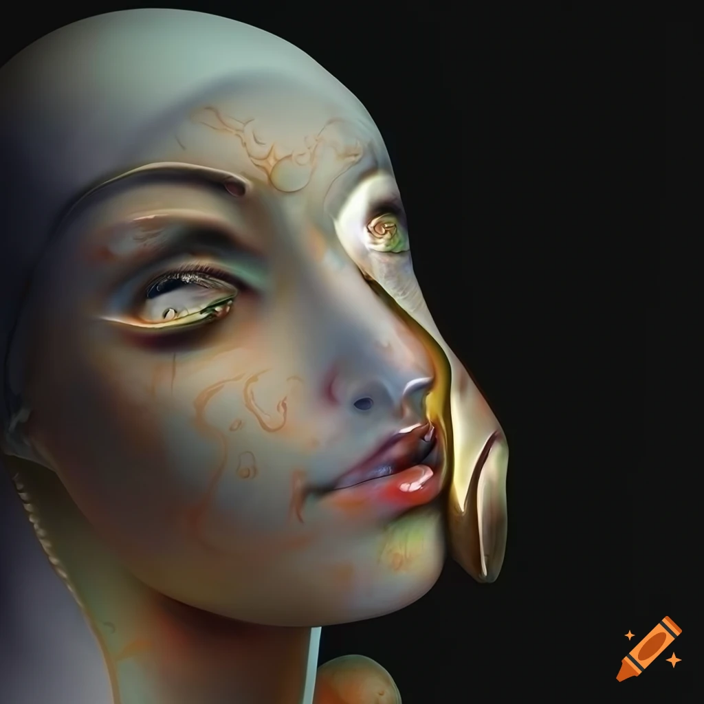 Sculpted random colored veined marble figures with cinematic lighting