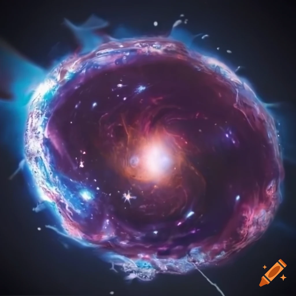 Artistic representation of a universe with iron, fire, gel, tin, fords