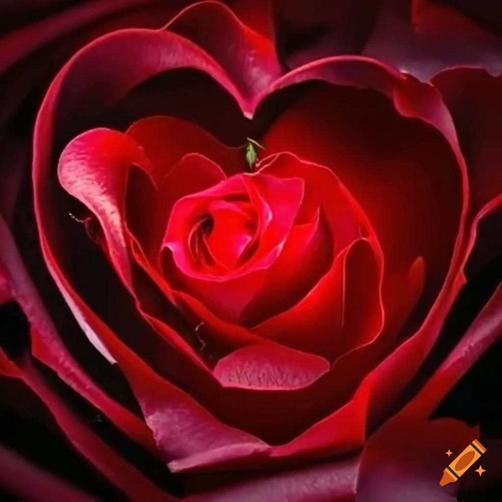 Red heart surrounded by roses