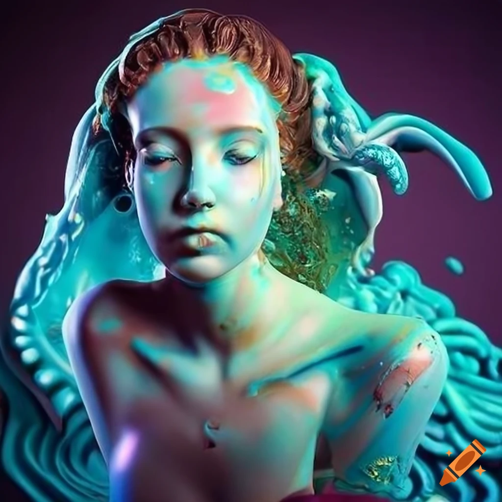Sculpted veined marble figures with cinematic lighting and vivid composition