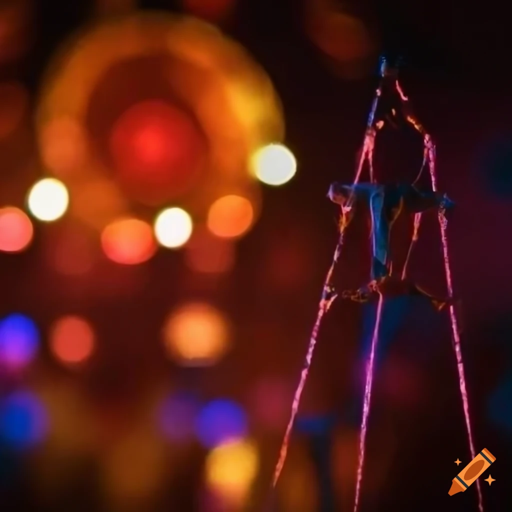 Blurry circus lights in an old circus setting