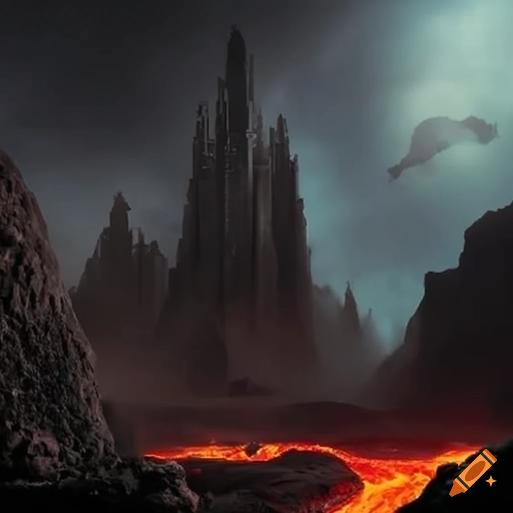 Underground city with lava flowing