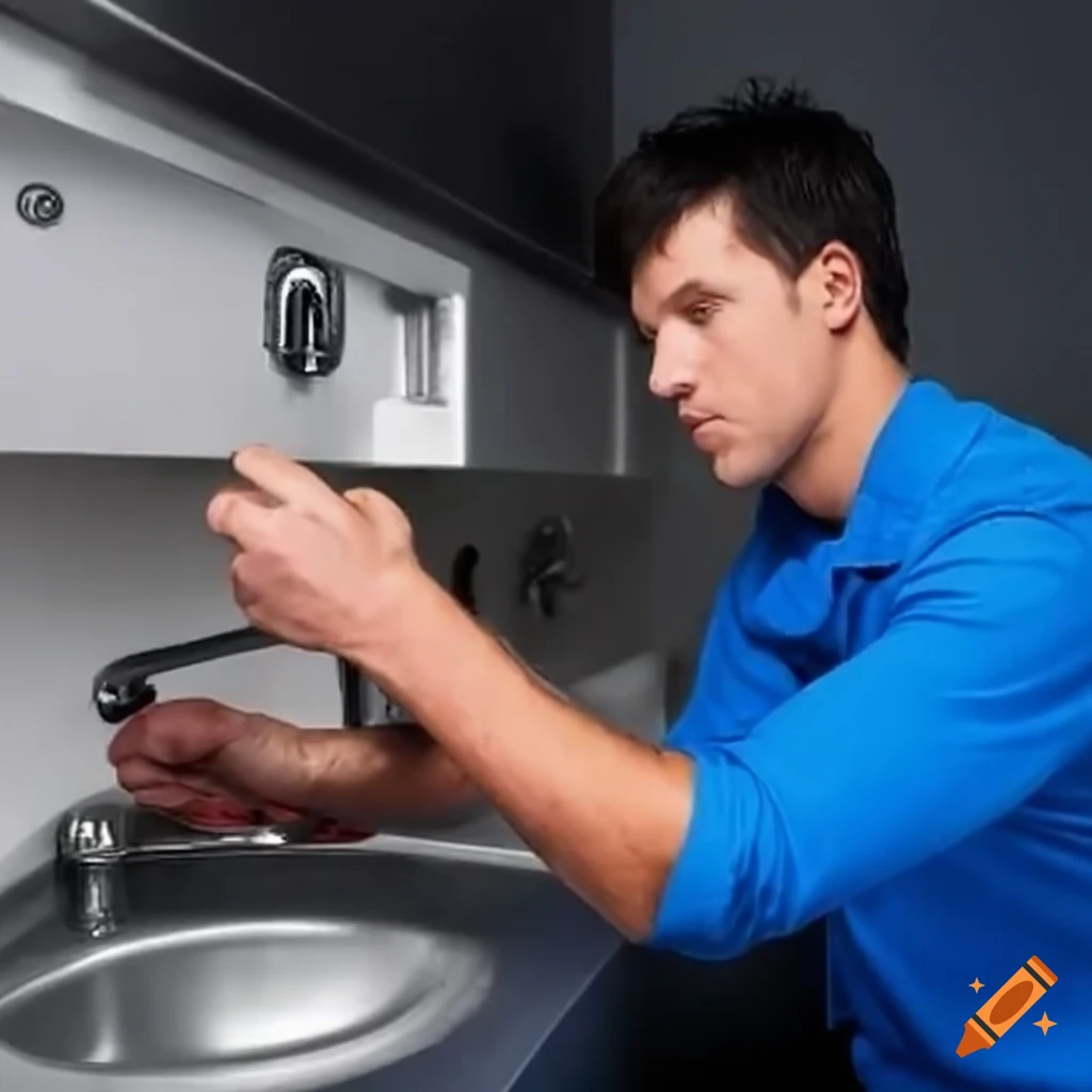 Plumber fixing a sink