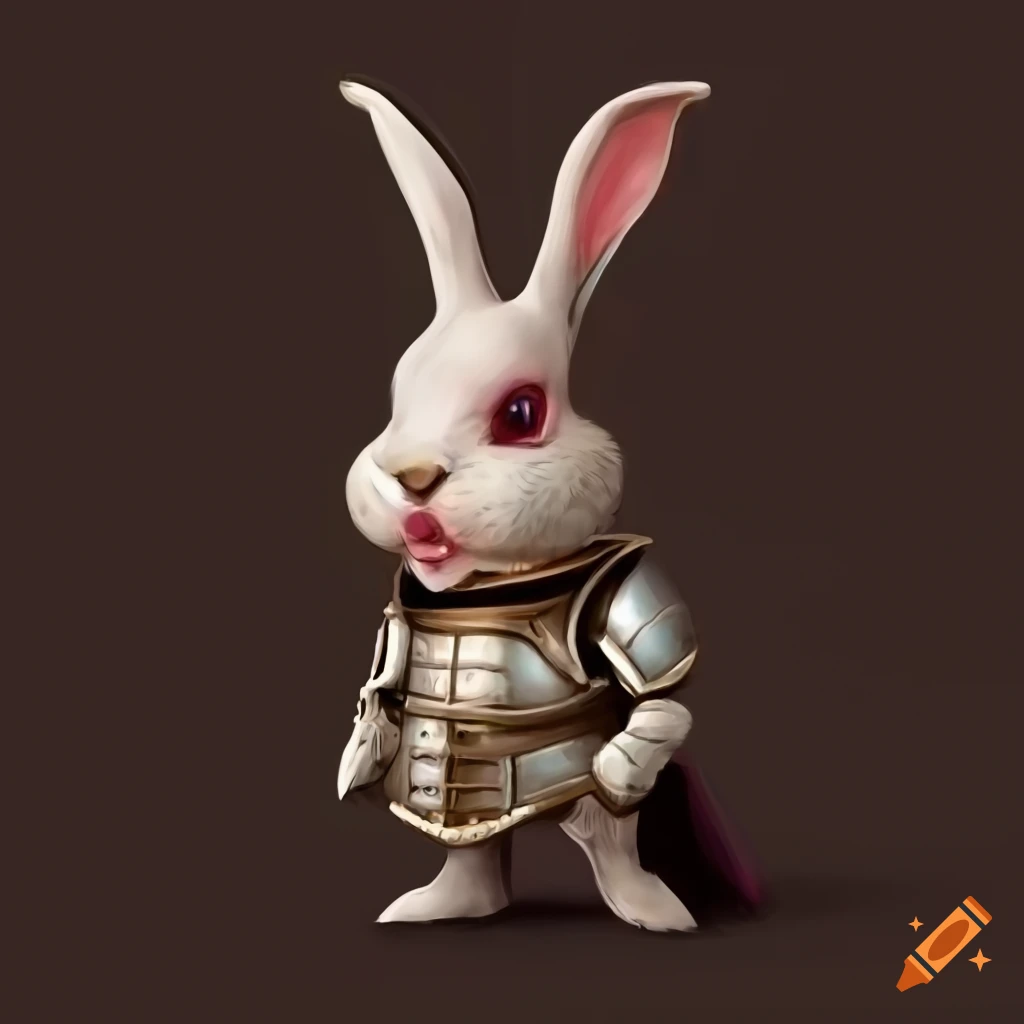 Rabbit warrior with armor and sword on Craiyon