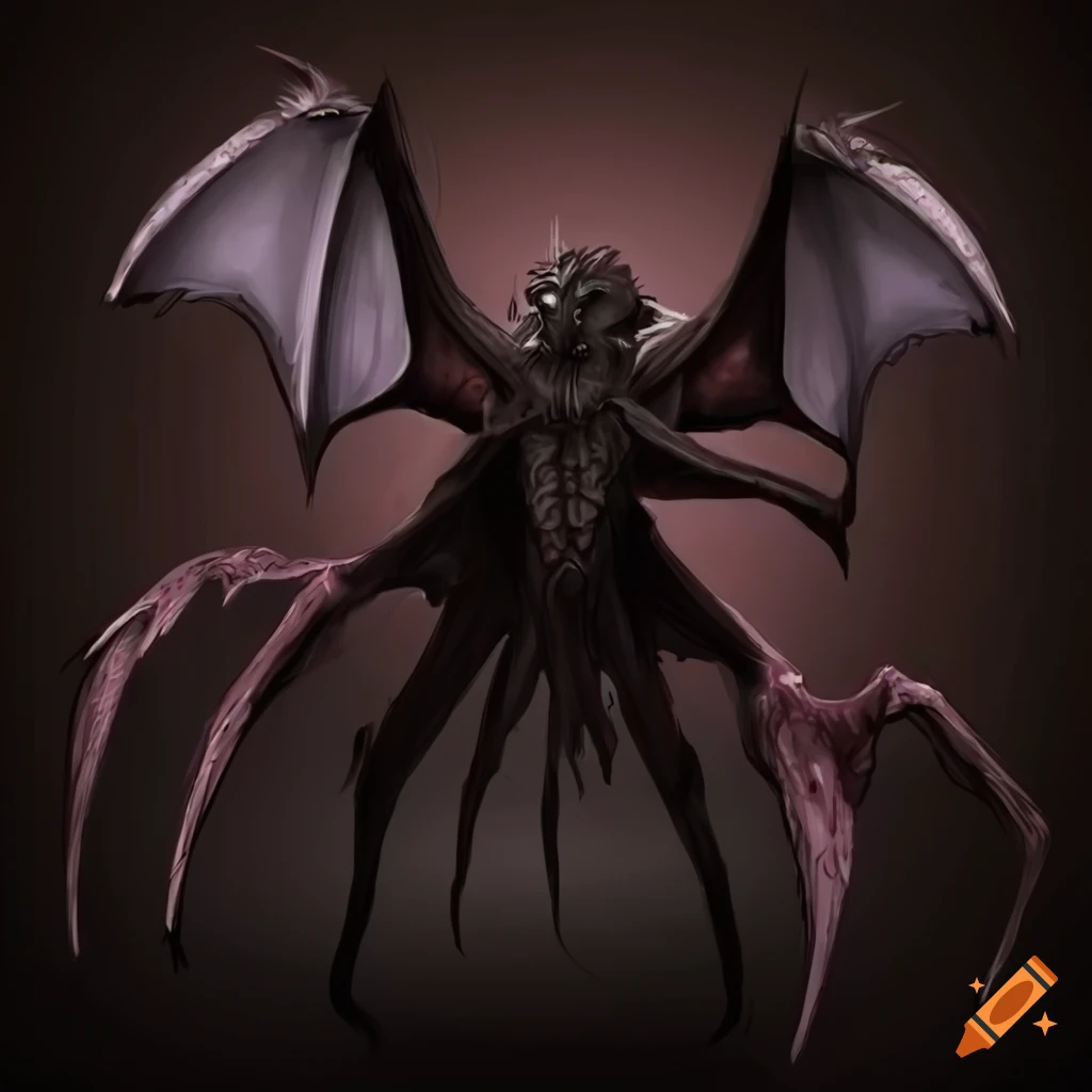 Spider monster with dark elf face and bat wings