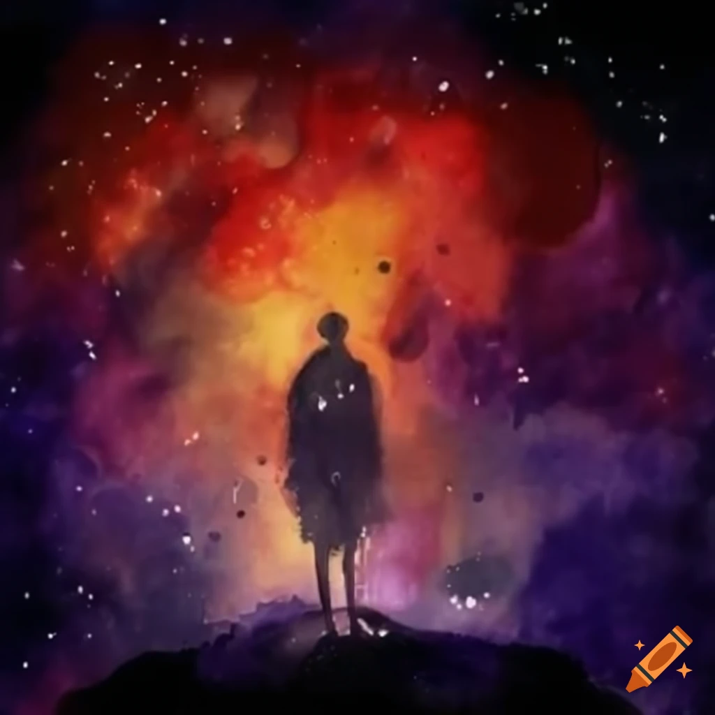Metaphor depicting human experience and the cosmos in digital drawing