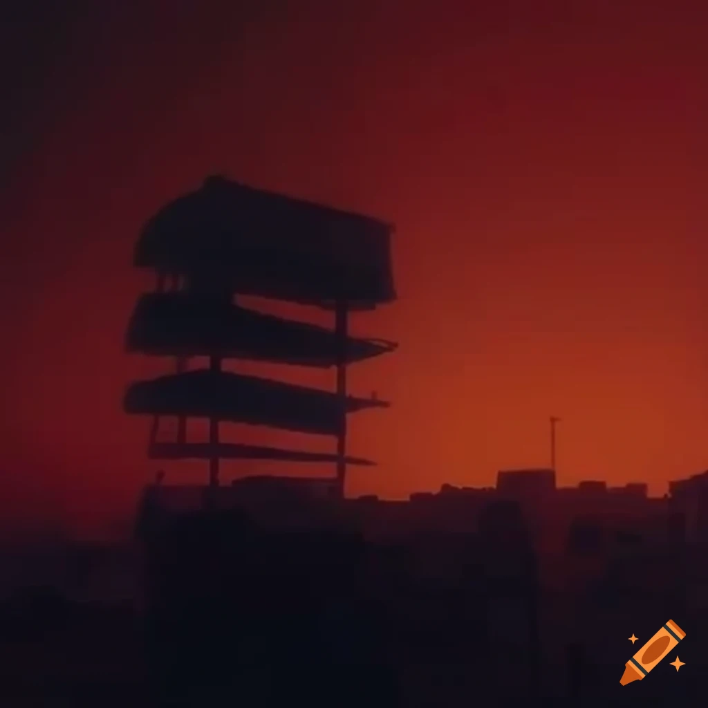 Wide view of Rafah in Gaza with a lo-fi aesthetic chillwave