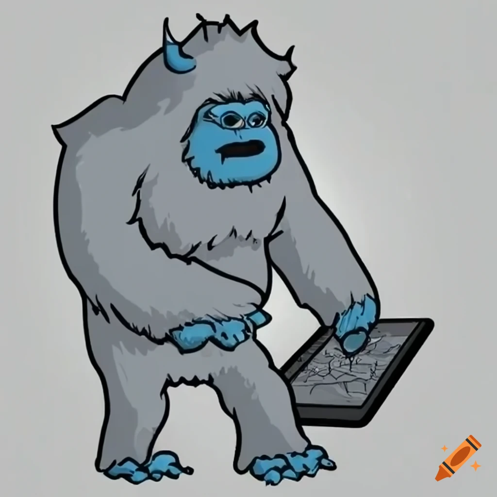 Yati Using Computer Keyboard Yeti using a laptop on Craiyon