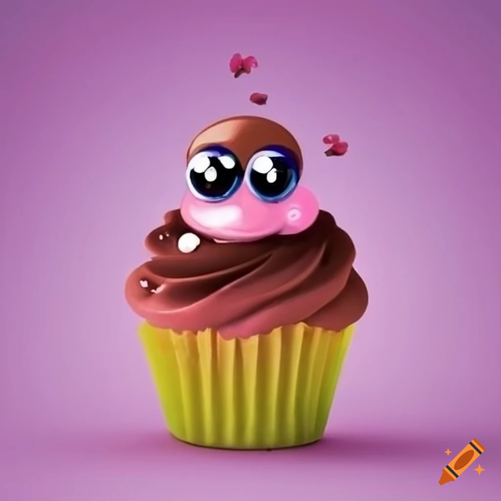 Cupcake with cute eyes