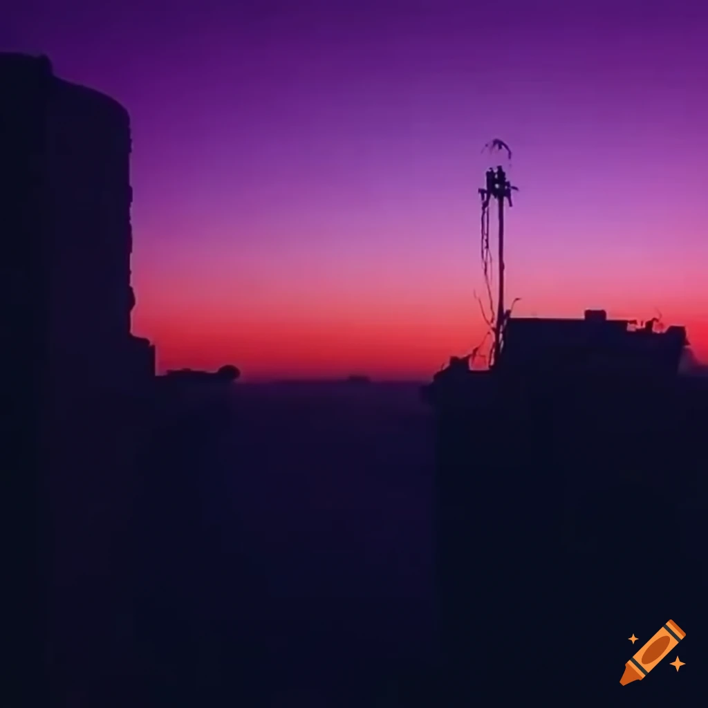 Wide view of Rafah in Gaza with a lo-fi aesthetic chillwave