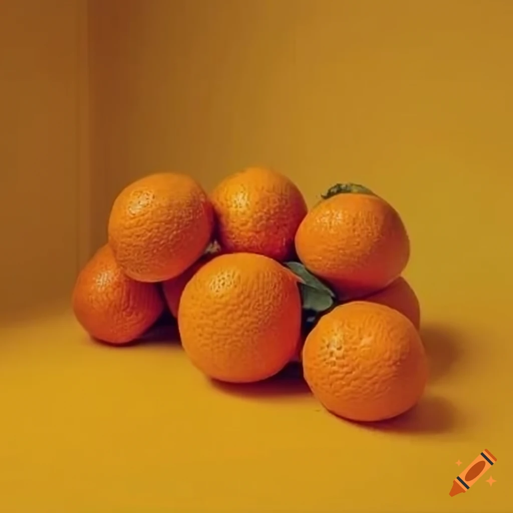 Pile of oranges in a yellow room on Craiyon