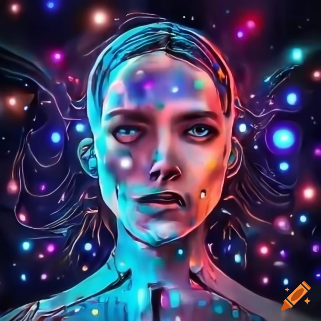 Representation of the AI universe and the theme "daily AI" with a man's face