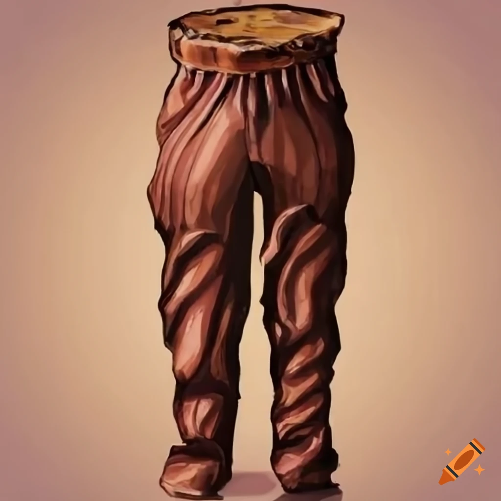 Personified tree log wearing trousers
