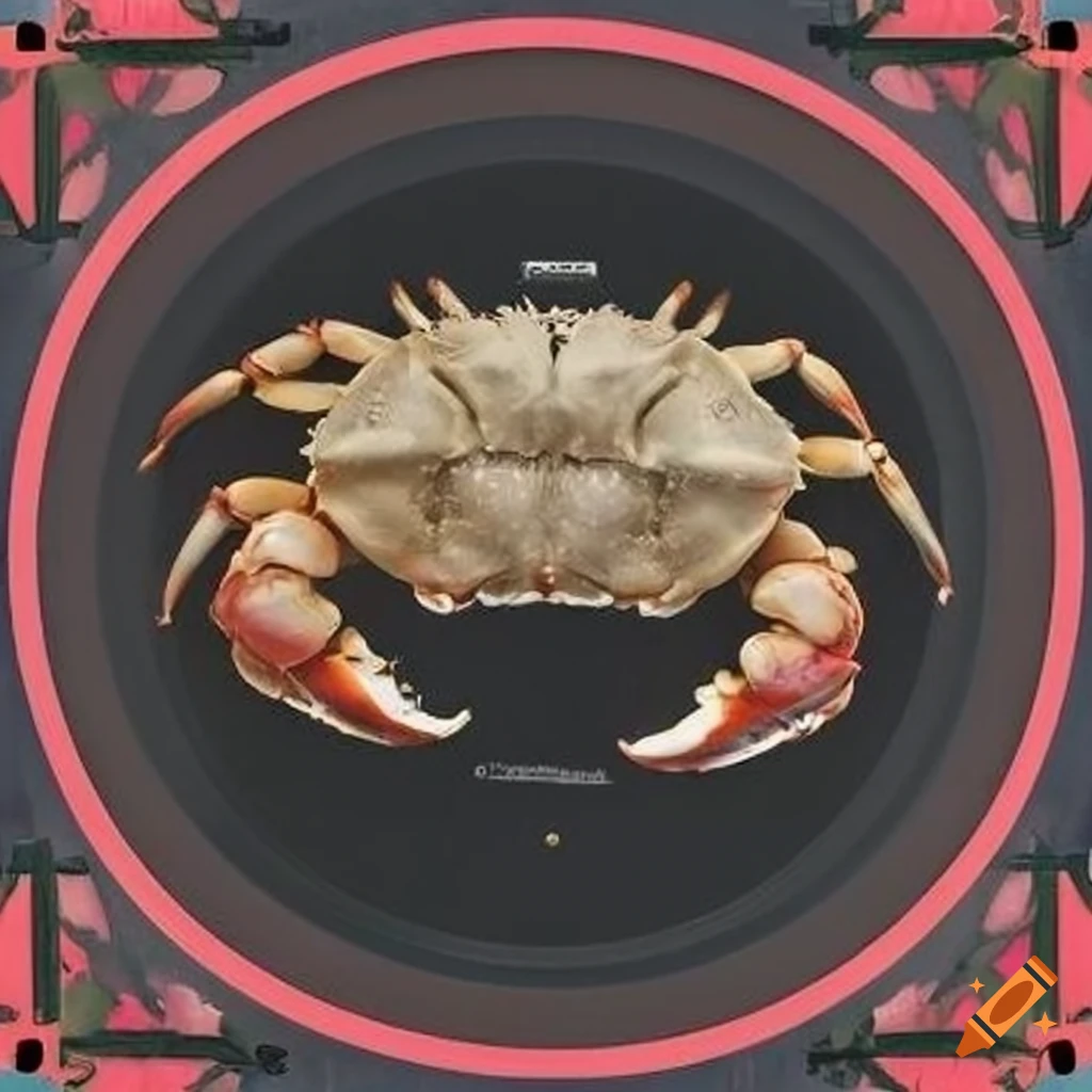 Crab sitting on vinyl record