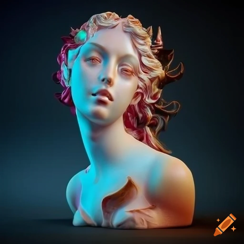 Sculpted 4K ultra HD quality veined marble figures with cinematic lighting