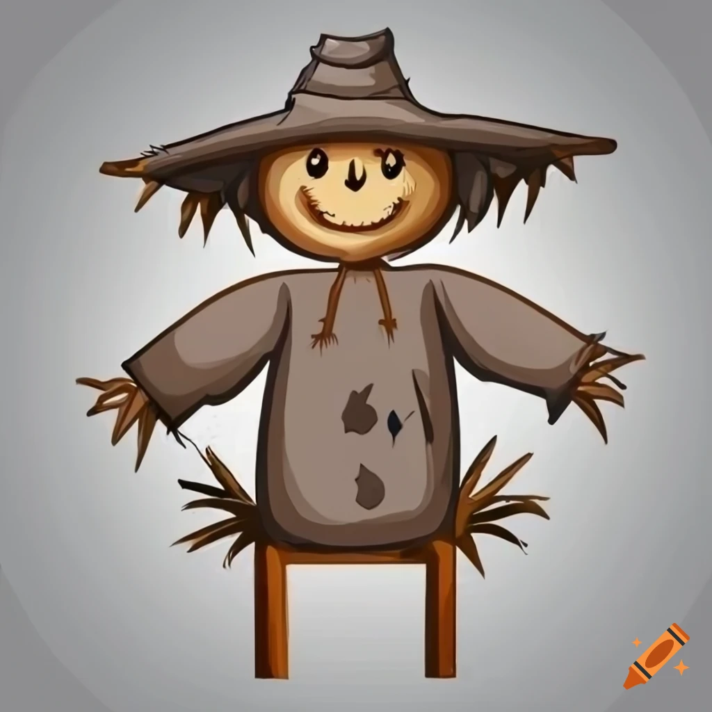 Cartoon scarecrow on white background