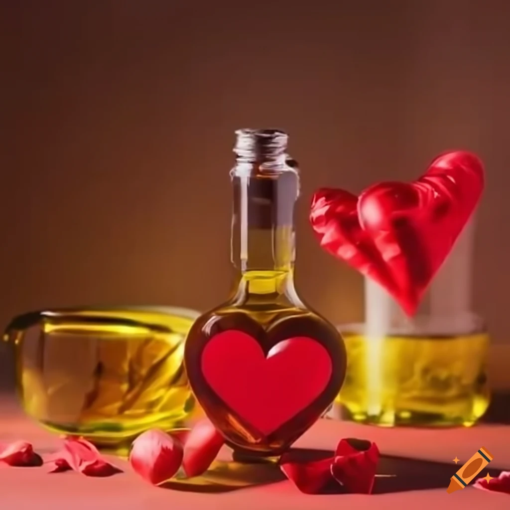 Cooking oil with a happy Valentine's Day concept