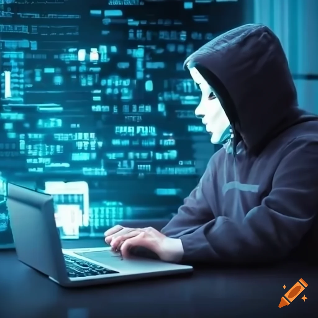 Cybersecurity battle between hacker and engineer on Craiyon