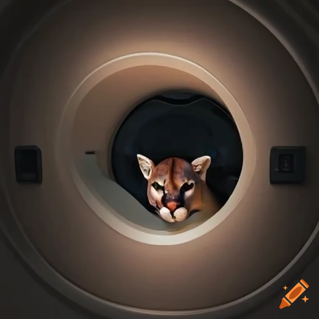 MRI machine with a cougar inside