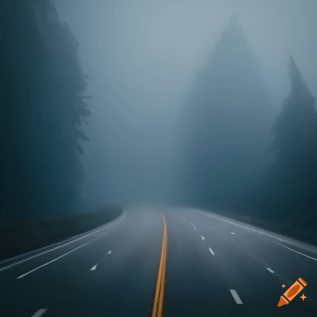 Foggy road in a surreal landscape