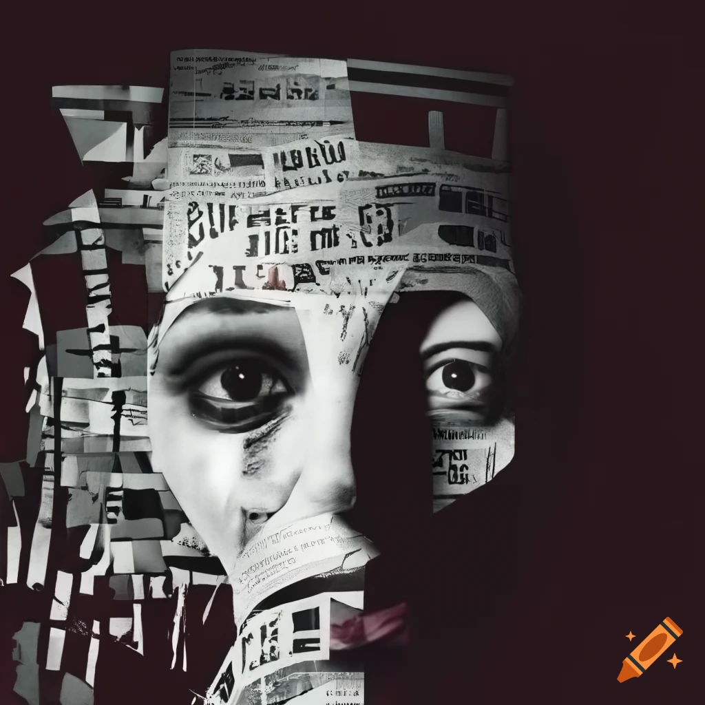 Dada collage style newspaper headlines
