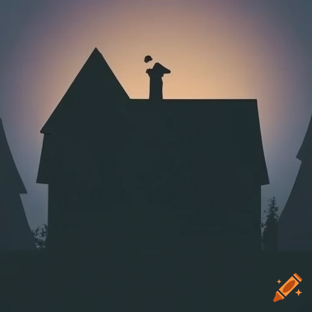 Silhouette of a house in the mist