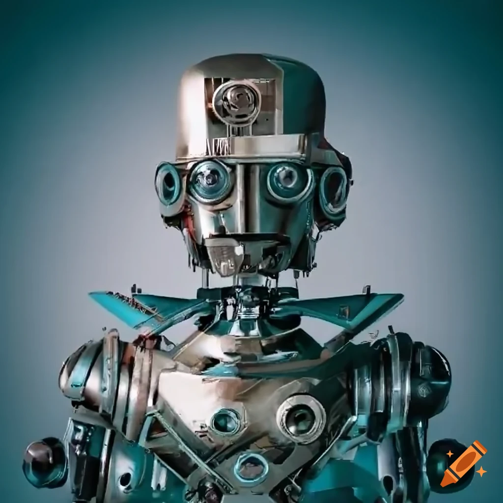 Technomancer with robotic features in a monk-like attire