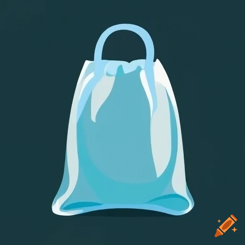 Empty clear plastic bag in cartoon style