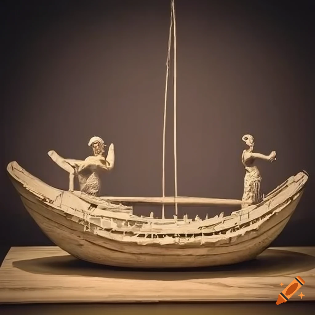 Urban statue sculpture of a boat based on Qeshm Island model in Iran