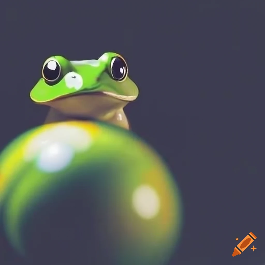Frog with a billiard 8 ball