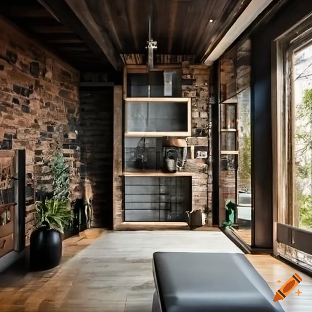 Modern industrial and organic style home on Craiyon