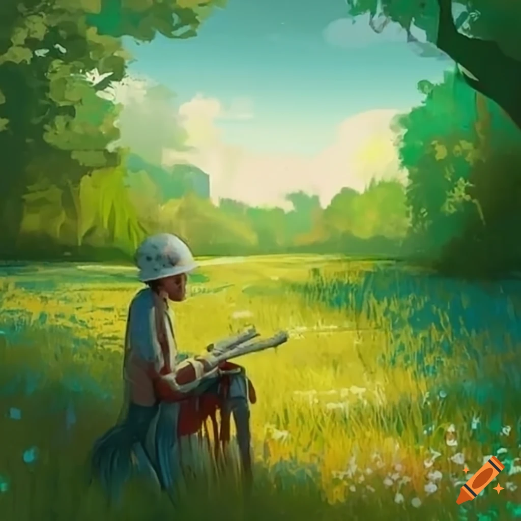 Engineer contemplating a meadow