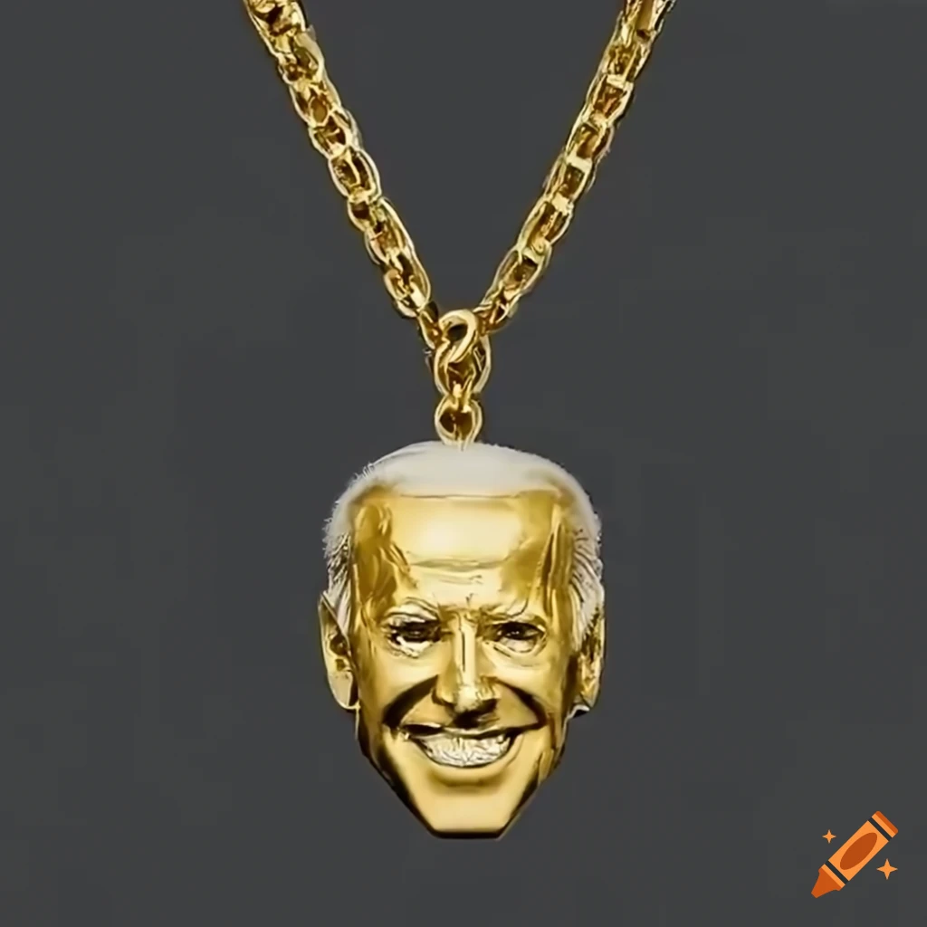 Golden necklace with intricate detailed solid gold head on Craiyon