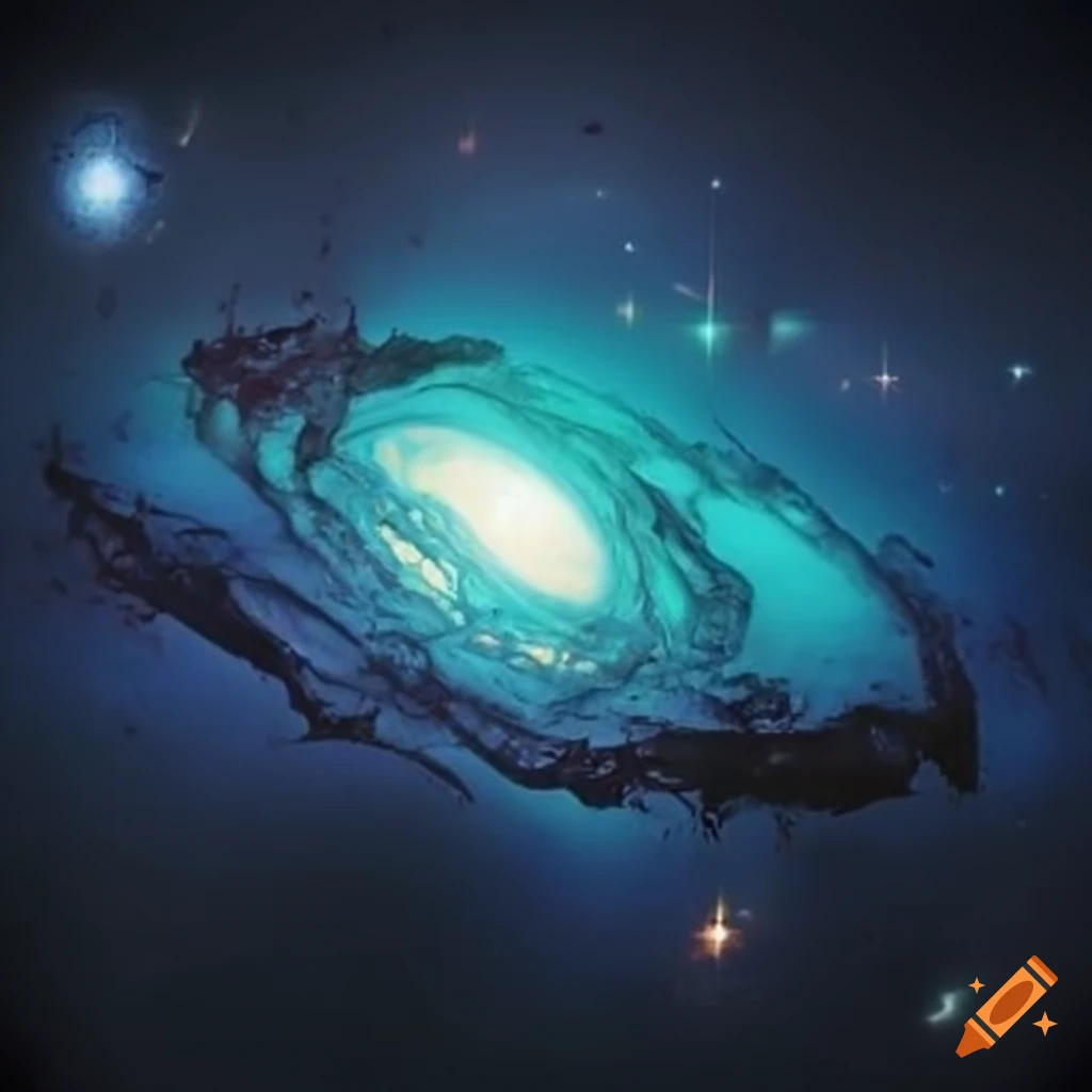 Artistic representation of a universe with iron, fire, gel, tin, fords