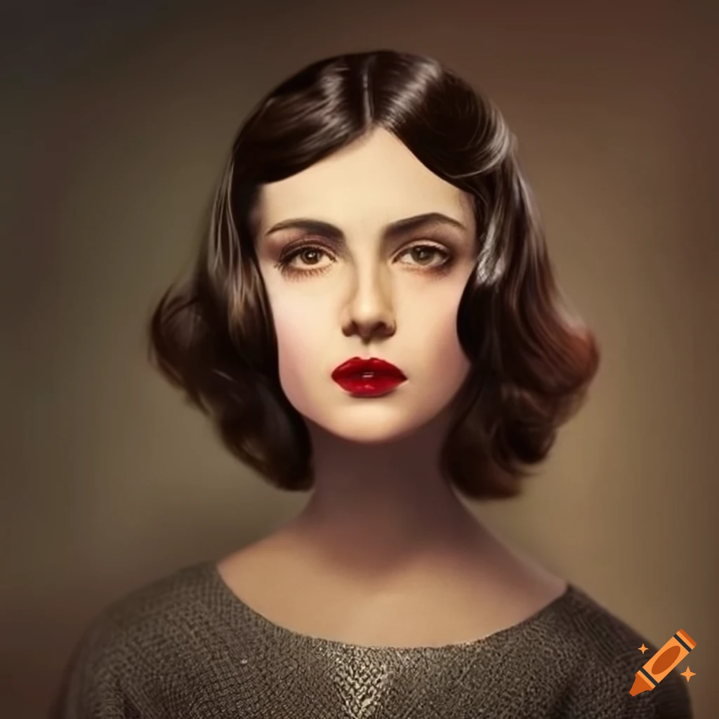 Portrait of an elegant brunette woman in 1920s style on Craiyon