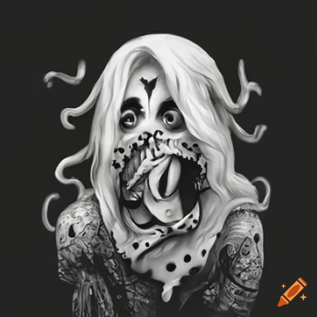 Surrealist bizarre and grotesque Joker with unique motifs and textures
