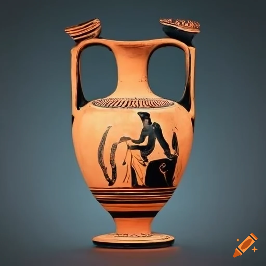 Ancient greek pottery with sophisticated designs and vibrant hues on