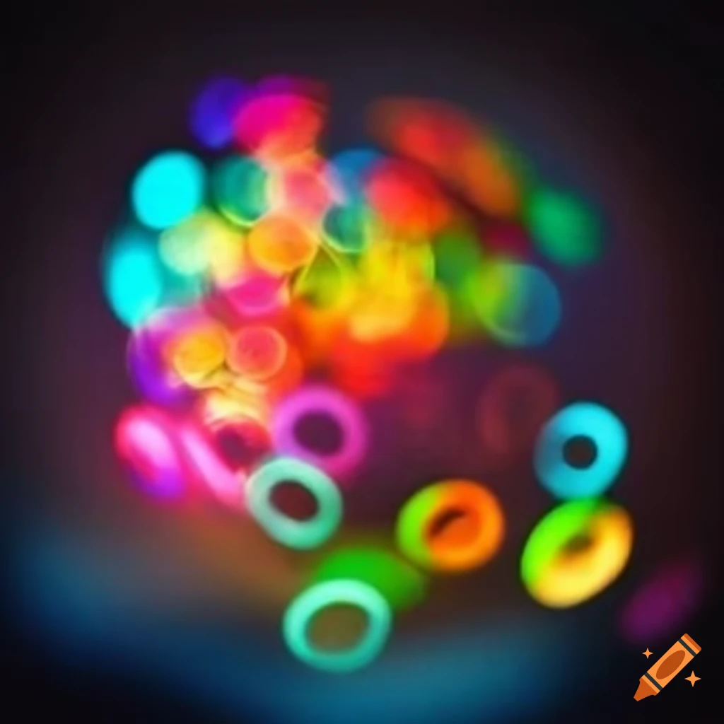 Colorful and vibrant bokeh background with Froot Loops