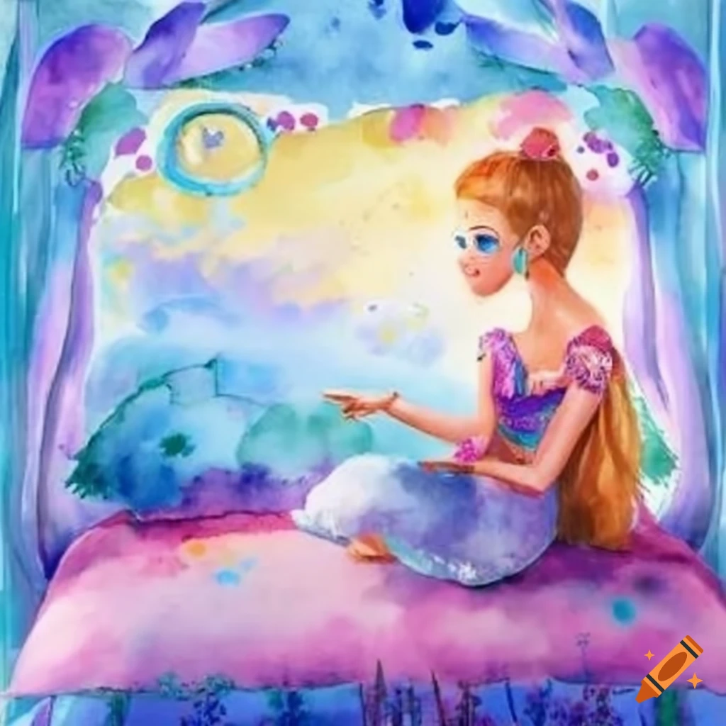 Watercolor fairy tale bedroom
