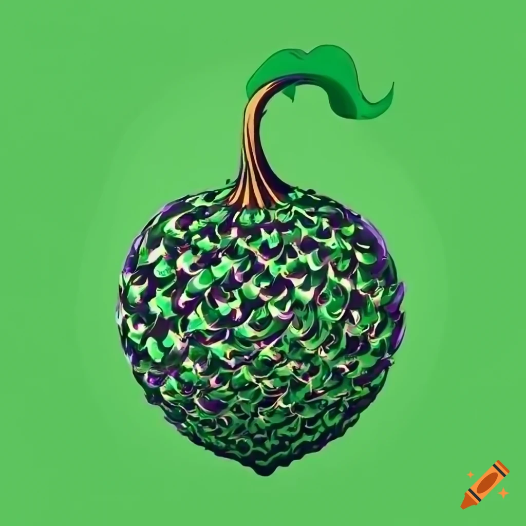 Beehiveinspired devil fruit with swirling pattern on green background