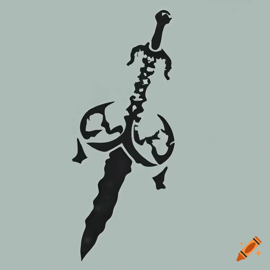 Monochrome sword guild stencil on Craiyon