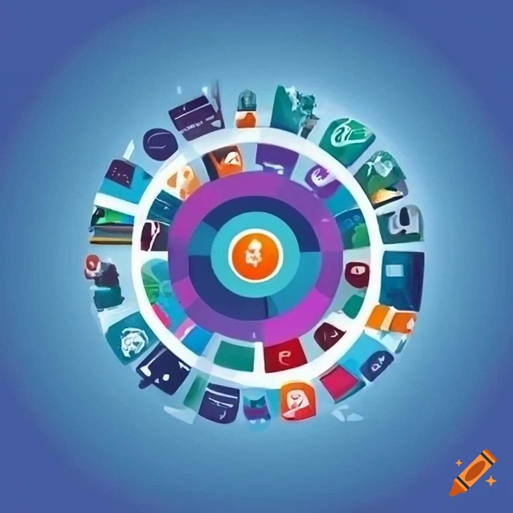 Digital Media Marketing icons and logos in a landscape
