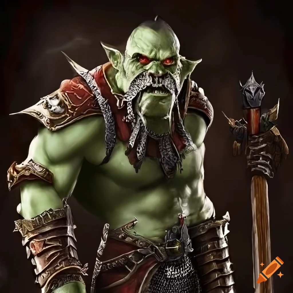 Orc king knight of clan Silver Claw in ceremonial armor